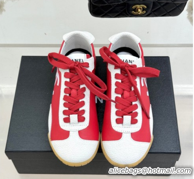 Grade Quality Chanel Calfskin Leather & Embossed Suede Sneakers G47125 Red 2026