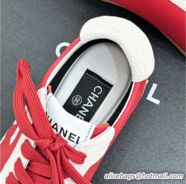 Grade Quality Chanel Calfskin Leather & Embossed Suede Sneakers G47125 Red 2026