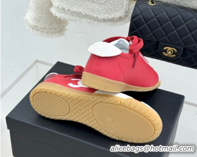 Grade Quality Chanel Calfskin Leather & Embossed Suede Sneakers G47125 Red 2026