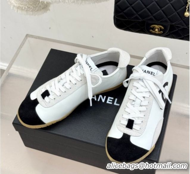 Classic Hot Chanel Calfskin Leather & Embossed Suede Sneakers G47125 White2 2026