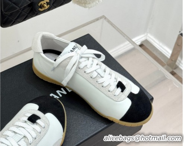 Classic Hot Chanel Calfskin Leather & Embossed Suede Sneakers G47125 White2 2026