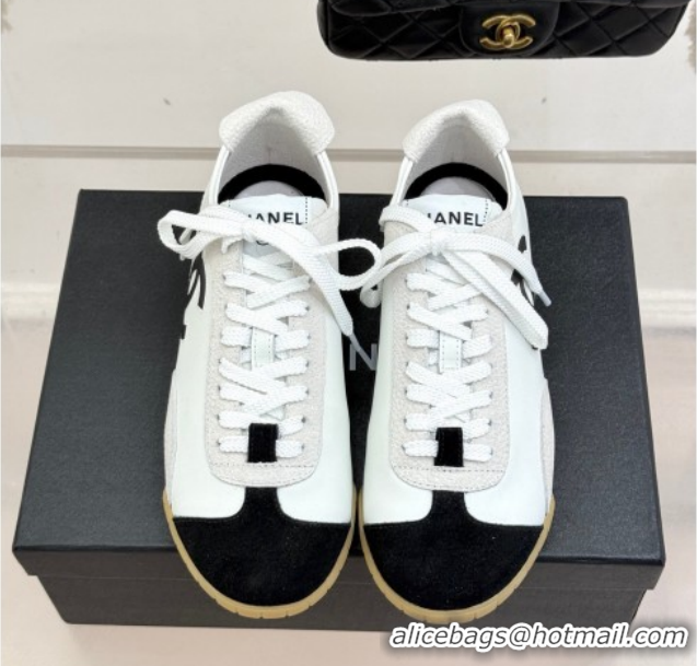 Classic Hot Chanel Calfskin Leather & Embossed Suede Sneakers G47125 White2 2026