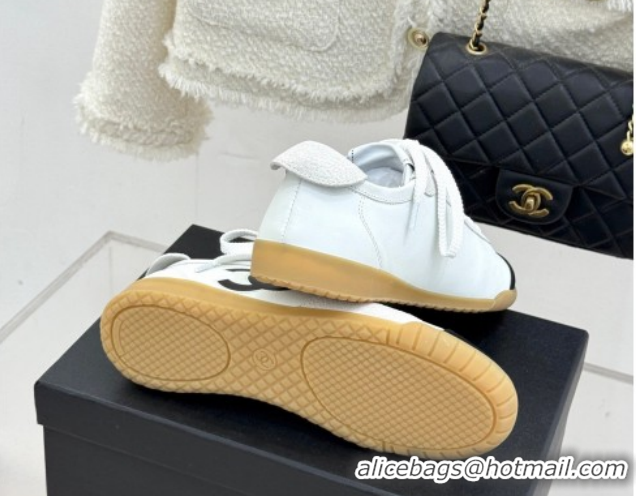 Classic Hot Chanel Calfskin Leather & Embossed Suede Sneakers G47125 White2 2026