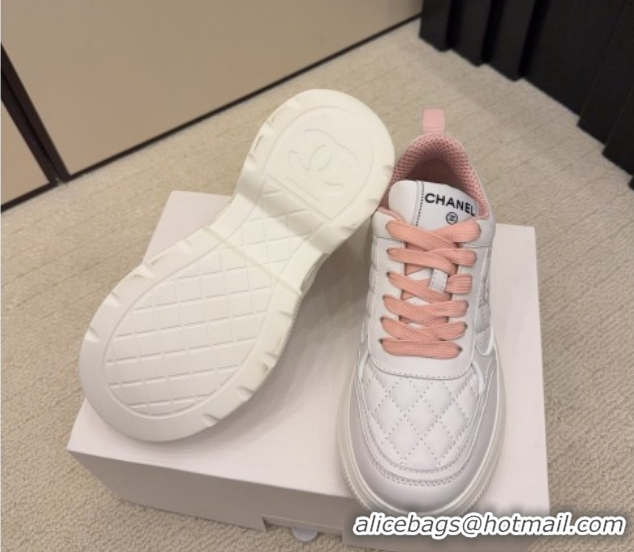 Best Price Chanel Quilted Calfskin Leather Sneakers CH030606 White/Pink 2026