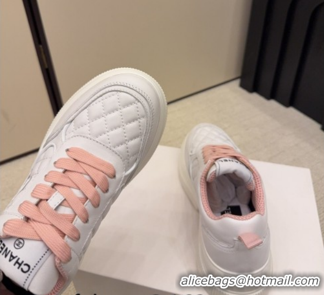 Best Price Chanel Quilted Calfskin Leather Sneakers CH030606 White/Pink 2026