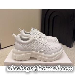Durable Chanel Quilted Calfskin Leather Sneakers CH030606 White2 2026