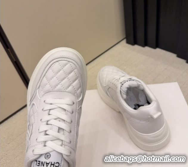 Durable Chanel Quilted Calfskin Leather Sneakers CH030606 White2 2026