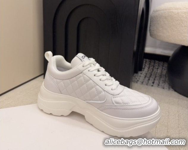 Durable Chanel Quilted Calfskin Leather Sneakers CH030606 White2 2026