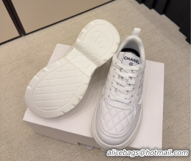Durable Chanel Quilted Calfskin Leather Sneakers CH030606 White2 2026