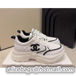 Unique Style Chanel Quilted Calfskin Leather Sneakers CH030606 White/Black 2026