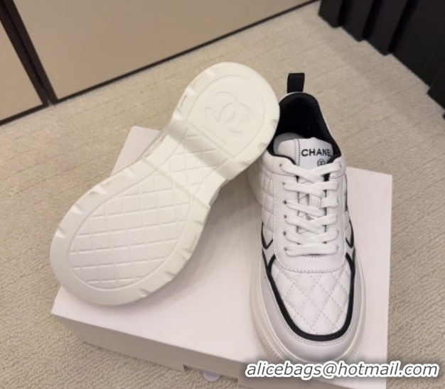 Unique Style Chanel Quilted Calfskin Leather Sneakers CH030606 White/Black 2026