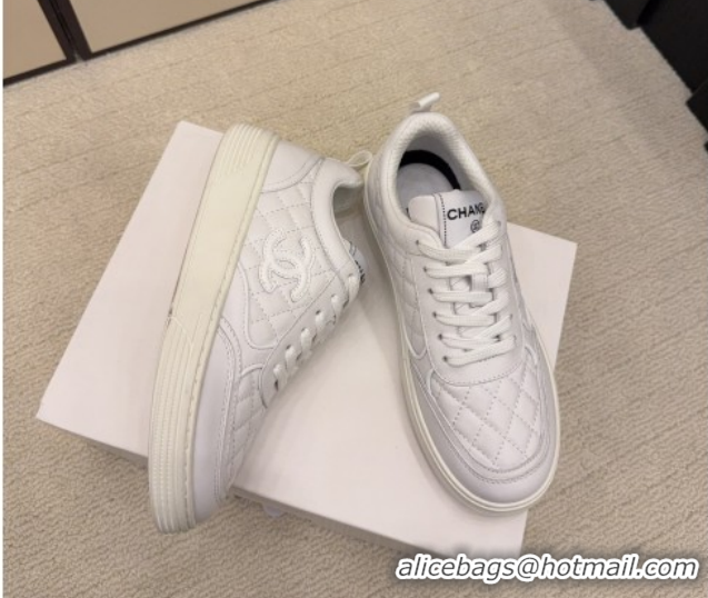Purchase Chanel Quilted Calfskin Leather Sneakers CH030607 White2 2026