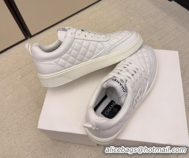 Purchase Chanel Quilted Calfskin Leather Sneakers CH030607 White2 2026