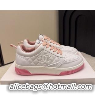 Pretty Style Chanel Quilted Calfskin Leather Sneakers CH030607 White/Pink 2026