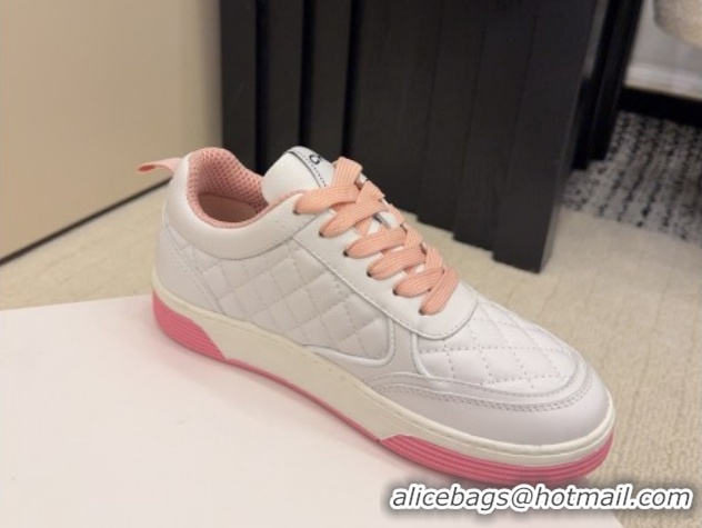 Pretty Style Chanel Quilted Calfskin Leather Sneakers CH030607 White/Pink 2026