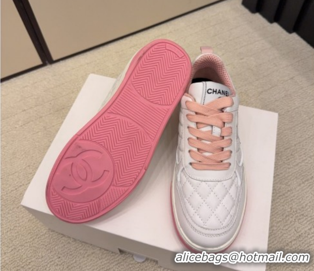 Pretty Style Chanel Quilted Calfskin Leather Sneakers CH030607 White/Pink 2026