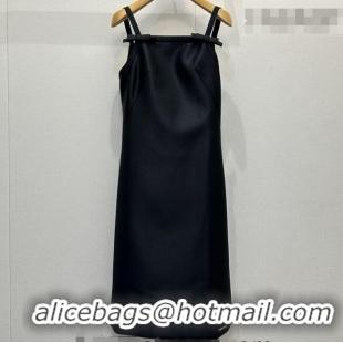Low Cost Miu Miu Satin Fabric Long Dress with Bow MM031009 Black 2026