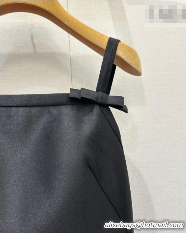 Low Cost Miu Miu Satin Fabric Long Dress with Bow MM031009 Black 2026