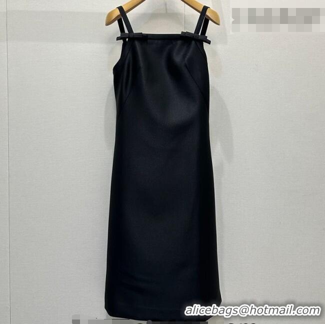 Low Cost Miu Miu Satin Fabric Long Dress with Bow MM031009 Black 2026