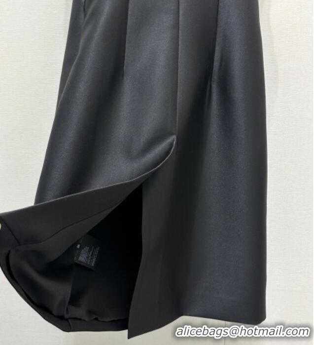 Low Cost Miu Miu Satin Fabric Long Dress with Bow MM031009 Black 2026