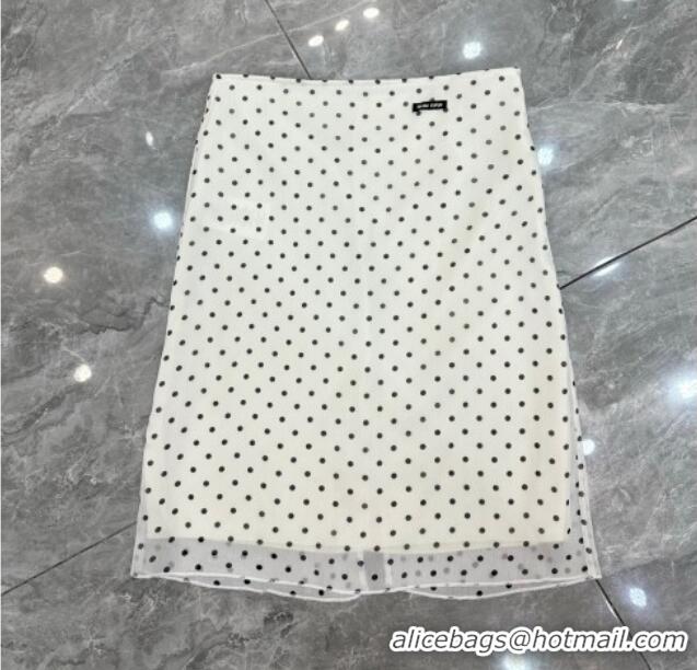 Famous Brand Miu Miu Silk Dotted Skirt MM031005 White/Black 2026