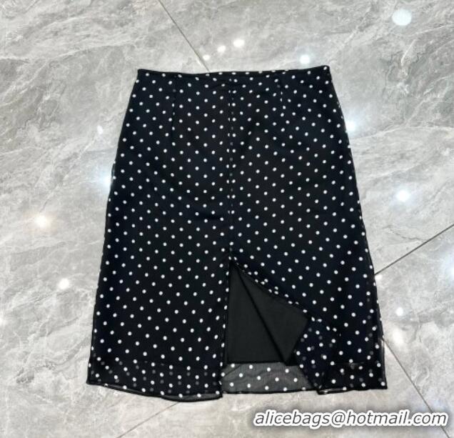 Famous Brand Miu Miu Silk Dotted Skirt MM031005 White/Black 2026