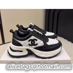 Best Grade Chanel Quilted Calfskin Leather Platform Sneakers CH030608 White/Black2 2026
