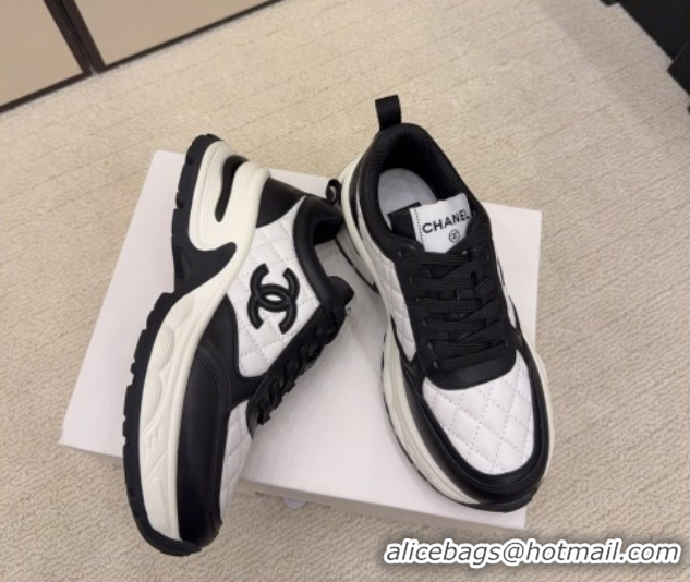 Best Grade Chanel Quilted Calfskin Leather Platform Sneakers CH030608 White/Black2 2026