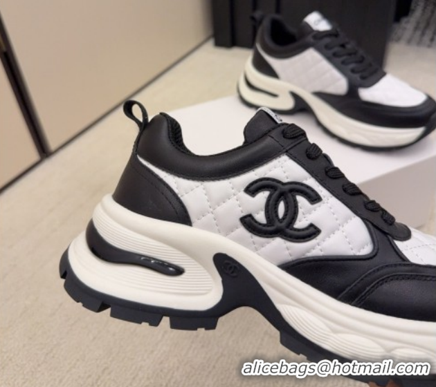 Best Grade Chanel Quilted Calfskin Leather Platform Sneakers CH030608 White/Black2 2026