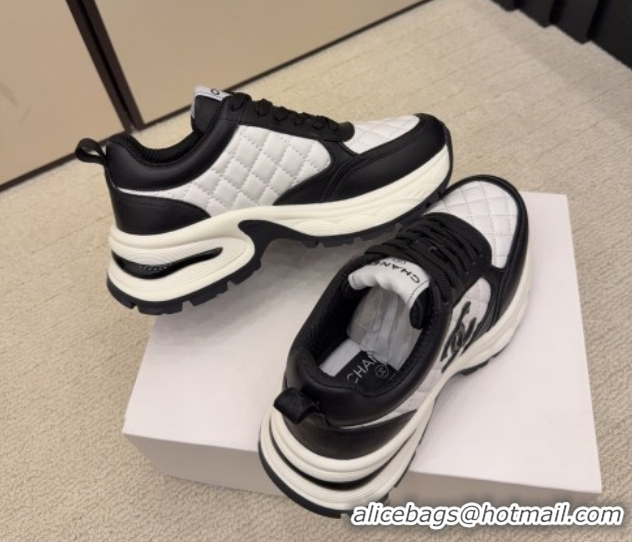 Best Grade Chanel Quilted Calfskin Leather Platform Sneakers CH030608 White/Black2 2026