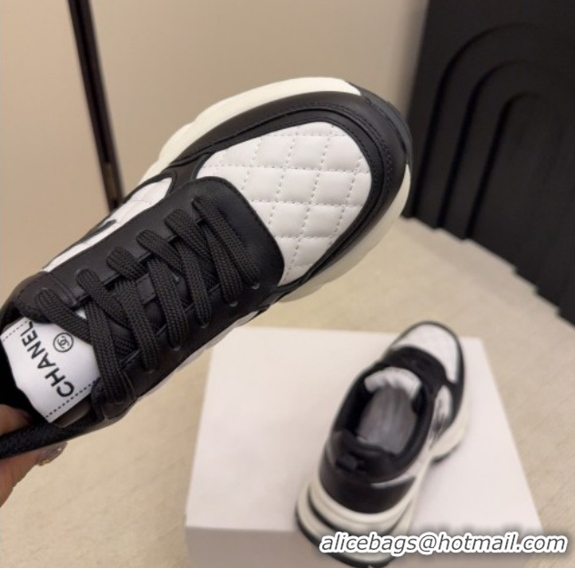 Best Grade Chanel Quilted Calfskin Leather Platform Sneakers CH030608 White/Black2 2026