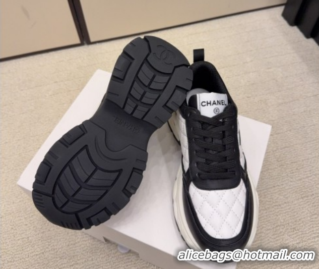 Best Grade Chanel Quilted Calfskin Leather Platform Sneakers CH030608 White/Black2 2026