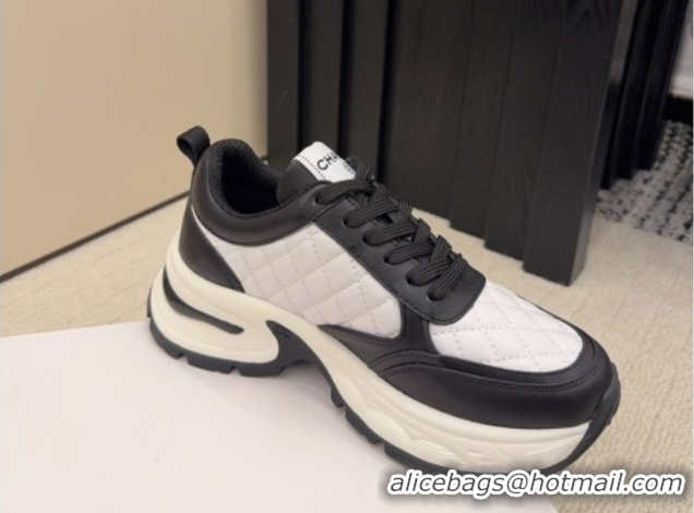 Best Grade Chanel Quilted Calfskin Leather Platform Sneakers CH030608 White/Black2 2026