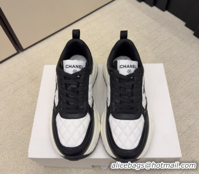 Best Grade Chanel Quilted Calfskin Leather Platform Sneakers CH030608 White/Black2 2026