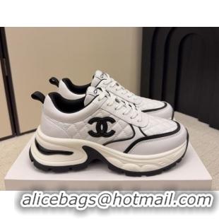 Top Design Chanel Quilted Calfskin Leather Platform Sneakers CH030608 White3 2026