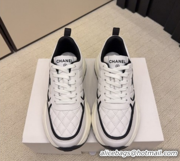 Top Design Chanel Quilted Calfskin Leather Platform Sneakers CH030608 White3 2026