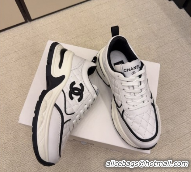 Top Design Chanel Quilted Calfskin Leather Platform Sneakers CH030608 White3 2026