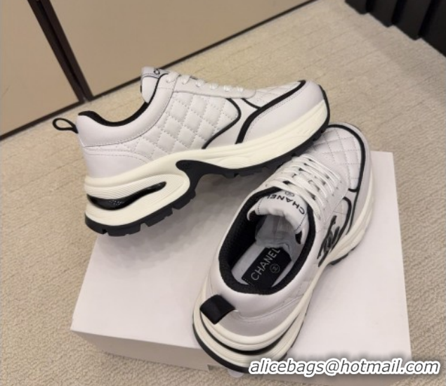 Top Design Chanel Quilted Calfskin Leather Platform Sneakers CH030608 White3 2026