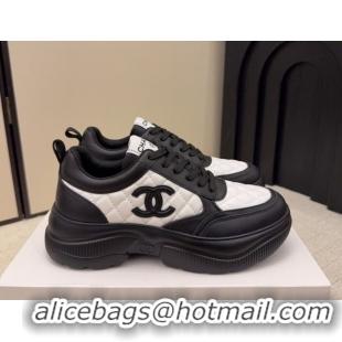 Cheap Price Chanel Quilted Calfskin Leather Platform Sneakers CH030608 White2/Black 2026