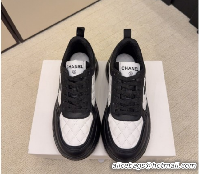 Cheap Price Chanel Quilted Calfskin Leather Platform Sneakers CH030608 White2/Black 2026