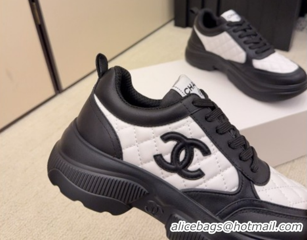 Cheap Price Chanel Quilted Calfskin Leather Platform Sneakers CH030608 White2/Black 2026