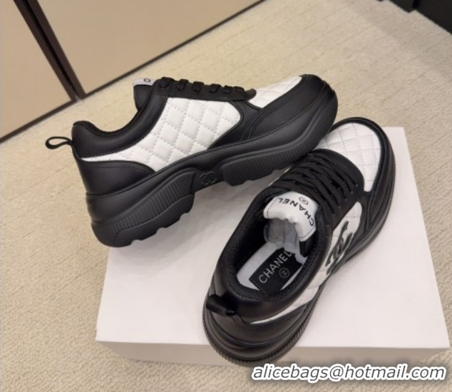 Cheap Price Chanel Quilted Calfskin Leather Platform Sneakers CH030608 White2/Black 2026