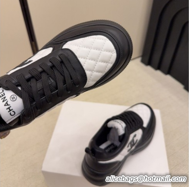 Cheap Price Chanel Quilted Calfskin Leather Platform Sneakers CH030608 White2/Black 2026