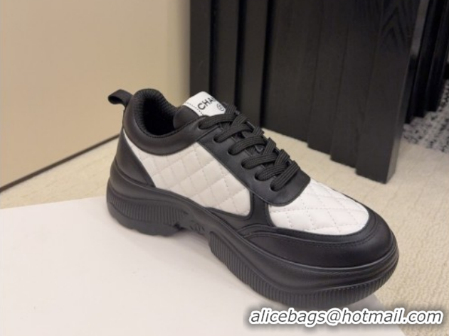 Cheap Price Chanel Quilted Calfskin Leather Platform Sneakers CH030608 White2/Black 2026