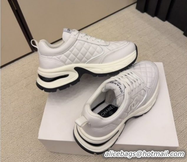Top Grade Chanel Quilted Calfskin Leather Platform Sneakers CH030608 White Upper 2026