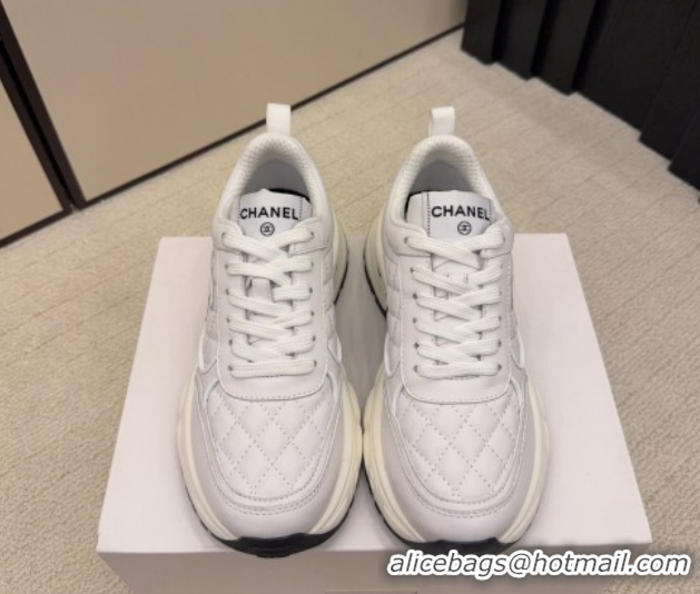 Top Grade Chanel Quilted Calfskin Leather Platform Sneakers CH030608 White Upper 2026