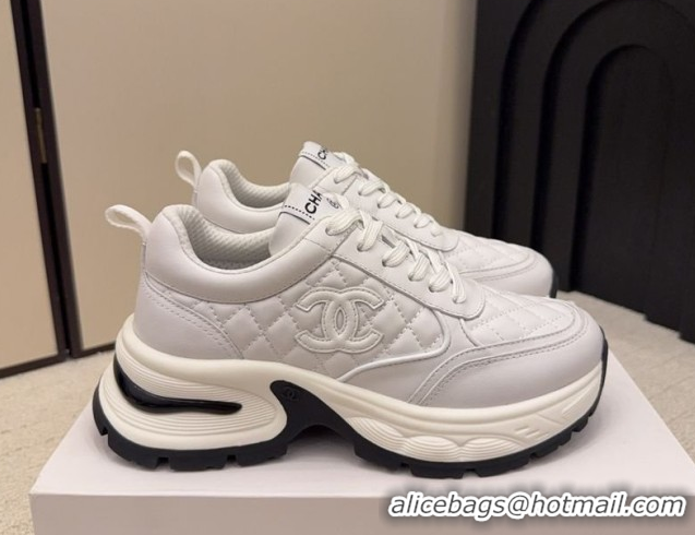 Top Grade Chanel Quilted Calfskin Leather Platform Sneakers CH030608 White Upper 2026