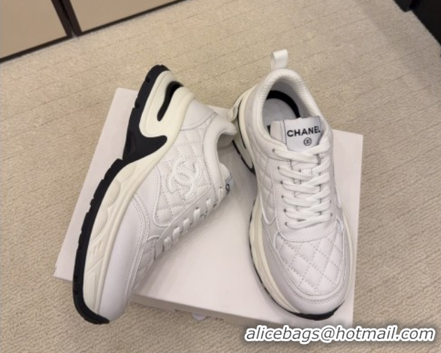 Top Grade Chanel Quilted Calfskin Leather Platform Sneakers CH030608 White Upper 2026