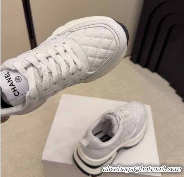 Top Grade Chanel Quilted Calfskin Leather Platform Sneakers CH030608 White Upper 2026