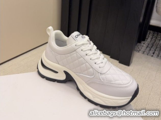 Top Grade Chanel Quilted Calfskin Leather Platform Sneakers CH030608 White Upper 2026